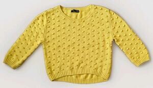 Cop Copine Yellow Textured Knit Sweater Womens S Mustard Long Sleeve